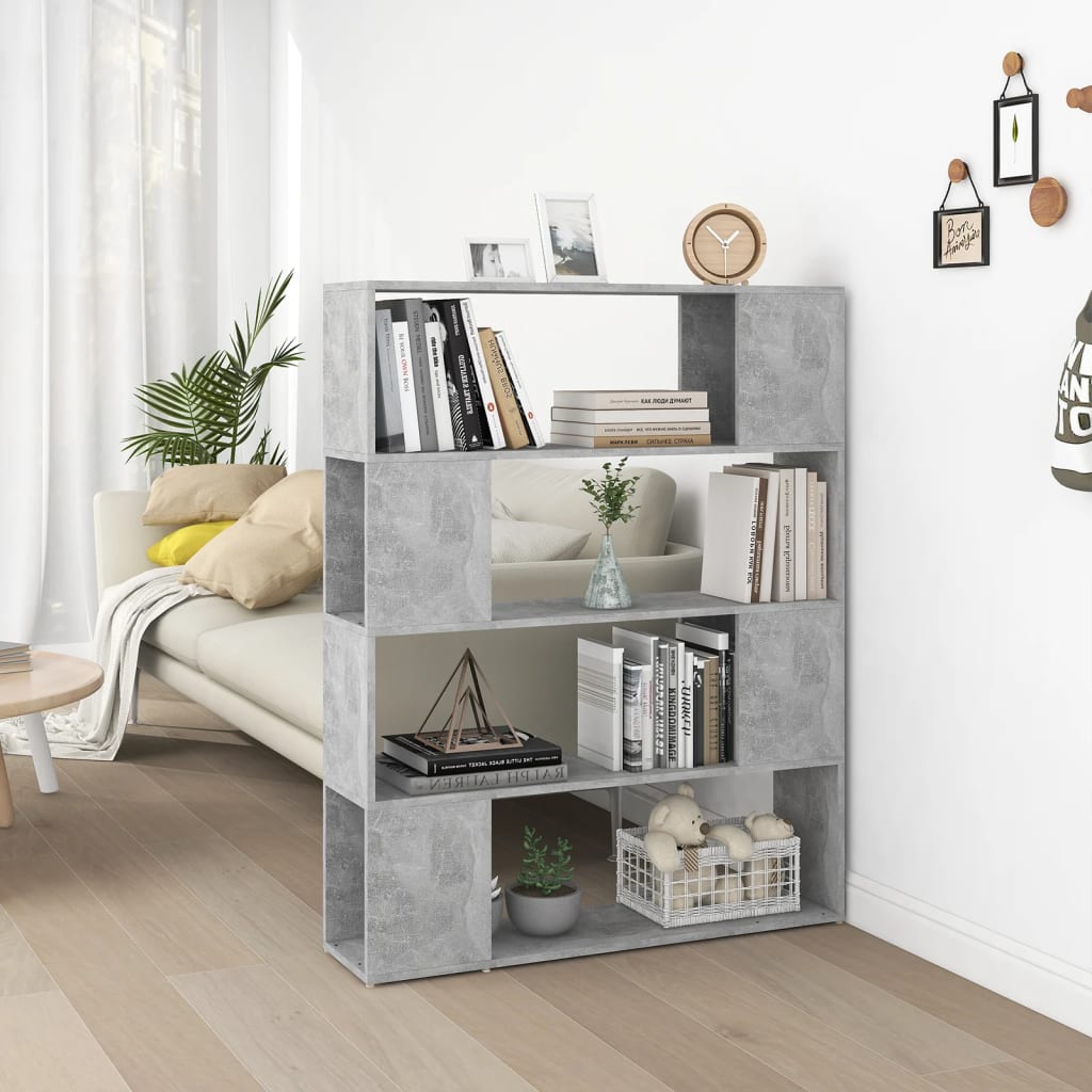 vidaXL Bibliotecă/Separator cameră, gri beton, 100x24x124 cm vidaXL Bibliotecă/Separator cameră, gri beton, 100x24x124 cm