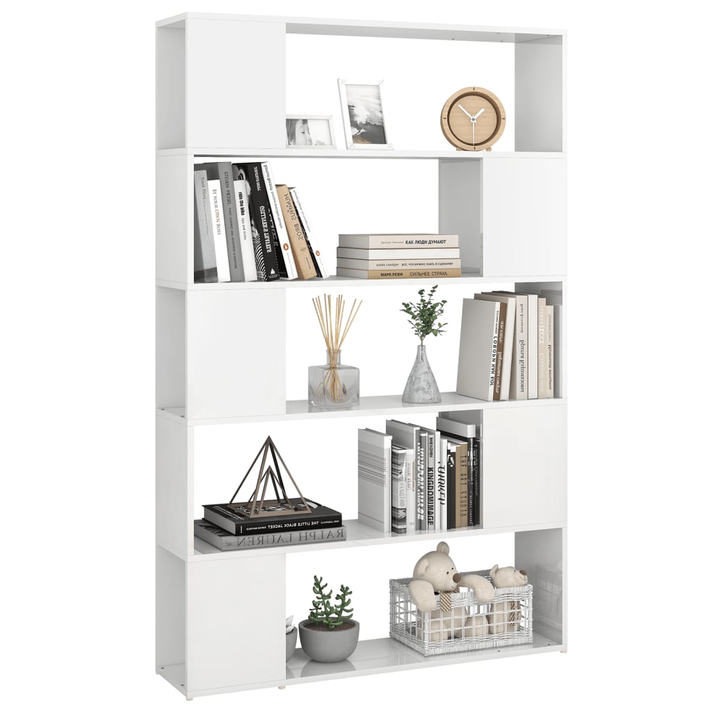vidaXL Bibliotecă/Separator, alb extralucios, lemn prelucrat vidaXL Bibliotecă/Separator, alb extralucios, lemn prelucrat