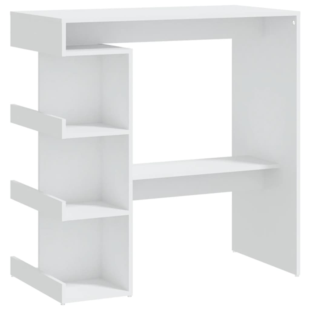 vidaXL Masă bar cu raft de depozitare, alb, 100x50x101,5 cm, PAL vidaXL Masă bar cu raft de depozitare, alb, 100x50x101,5 cm, PAL