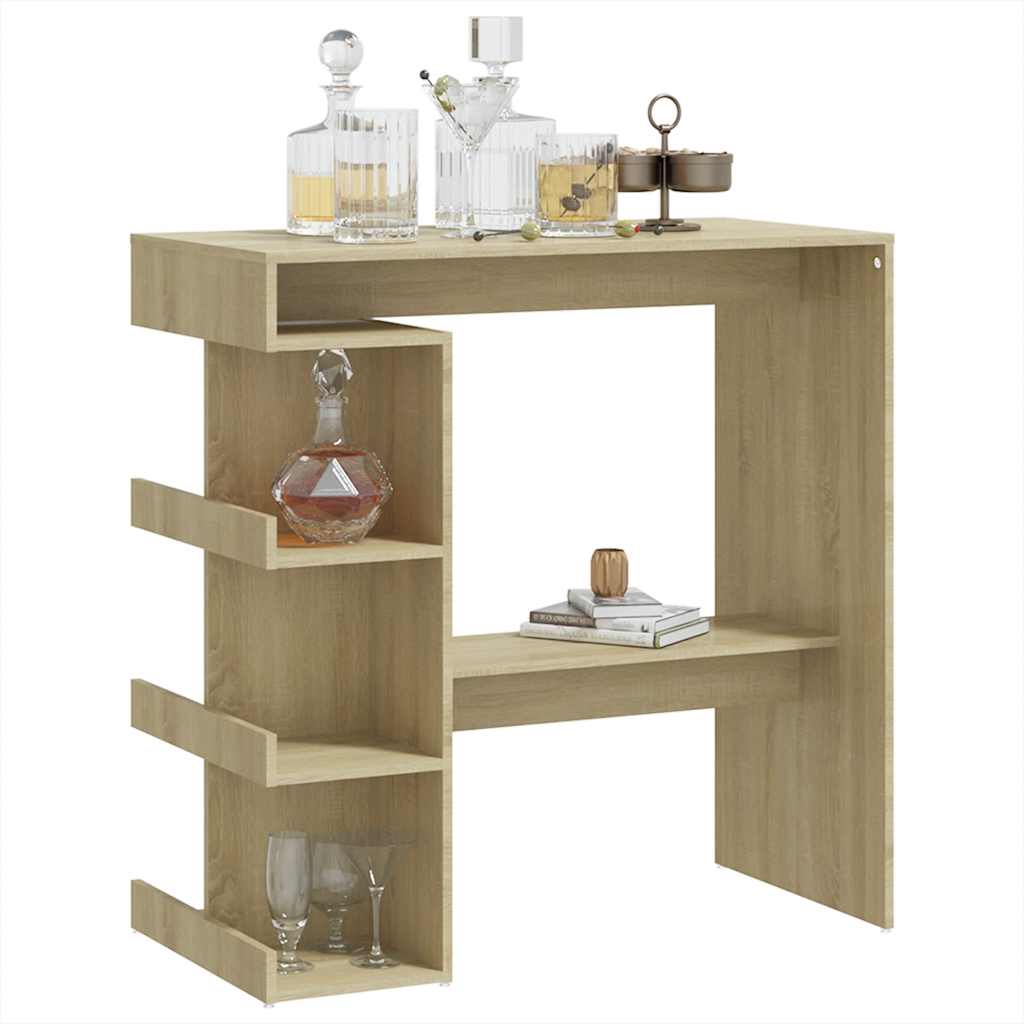 vidaXL Masă bar cu raft depozitare stejar sonoma 100x50x101,5 cm PAL vidaXL Masă bar cu raft depozitare stejar sonoma 100x50x101,5 cm PAL