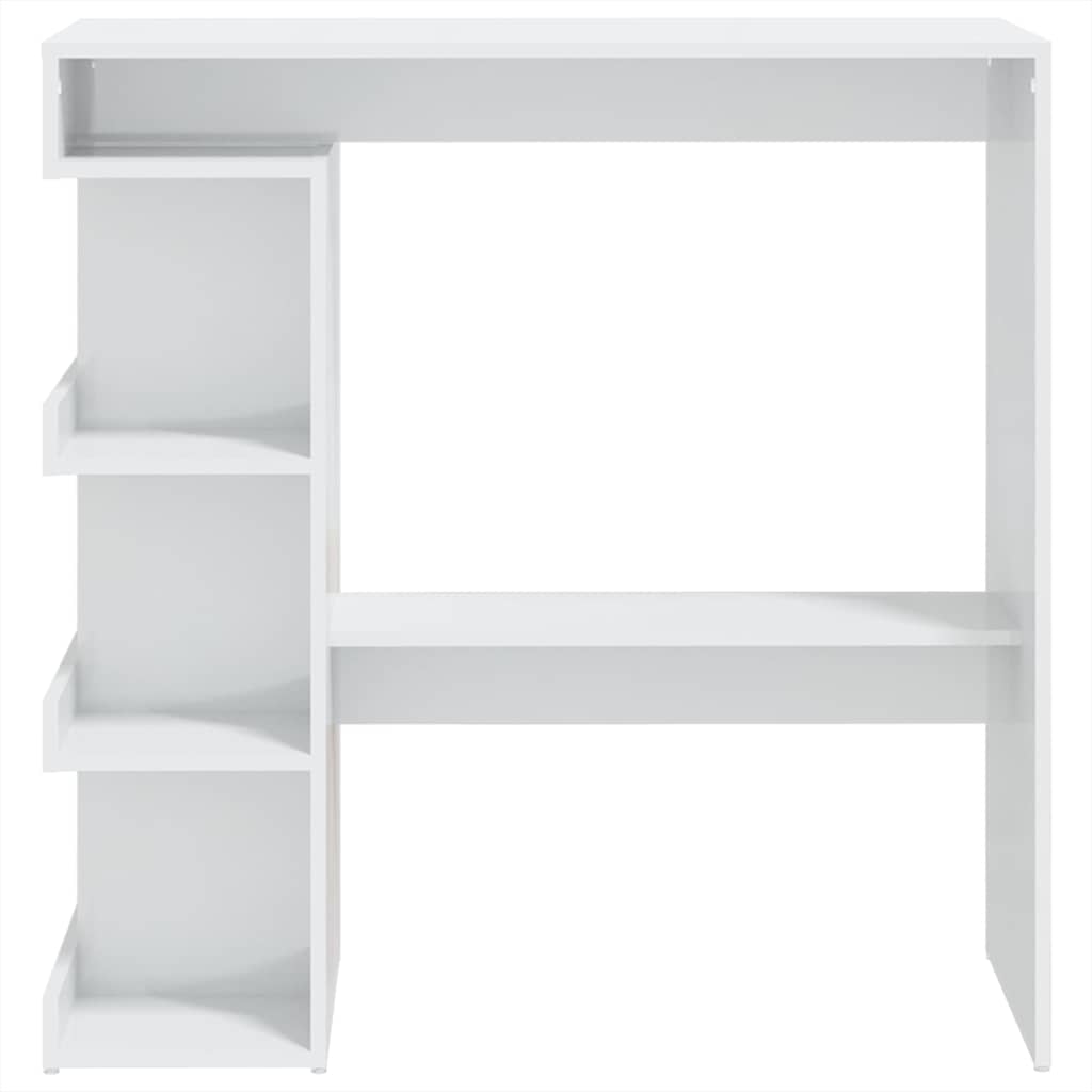 vidaXL Masă bar cu raft depozitare alb extralucios 100x50x101,5cm lemn vidaXL Masă bar cu raft depozitare alb extralucios 100x50x101,5cm lemn