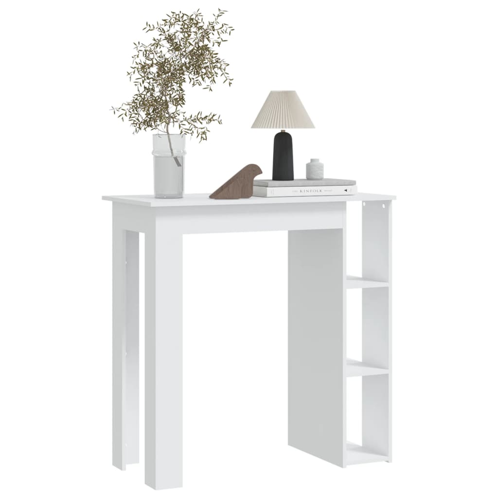 vidaXL Masă de bar cu raft, alb, 102x50x103,5 cm, PAL vidaXL Masă de bar cu raft, alb, 102x50x103,5 cm, PAL