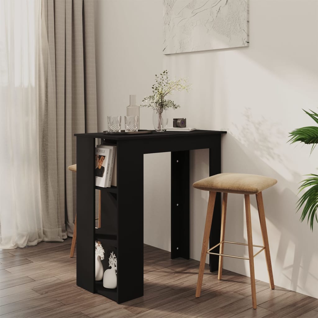 vidaXL Masă de bar cu raft, negru, 102x50x103,5 cm, PAL vidaXL Masă de bar cu raft, negru, 102x50x103,5 cm, PAL