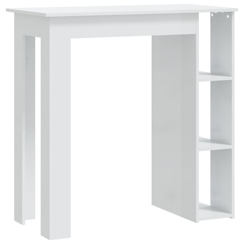 vidaXL Masă de bar cu raft, alb extralucios, 102x50x103,5 cm, PAL