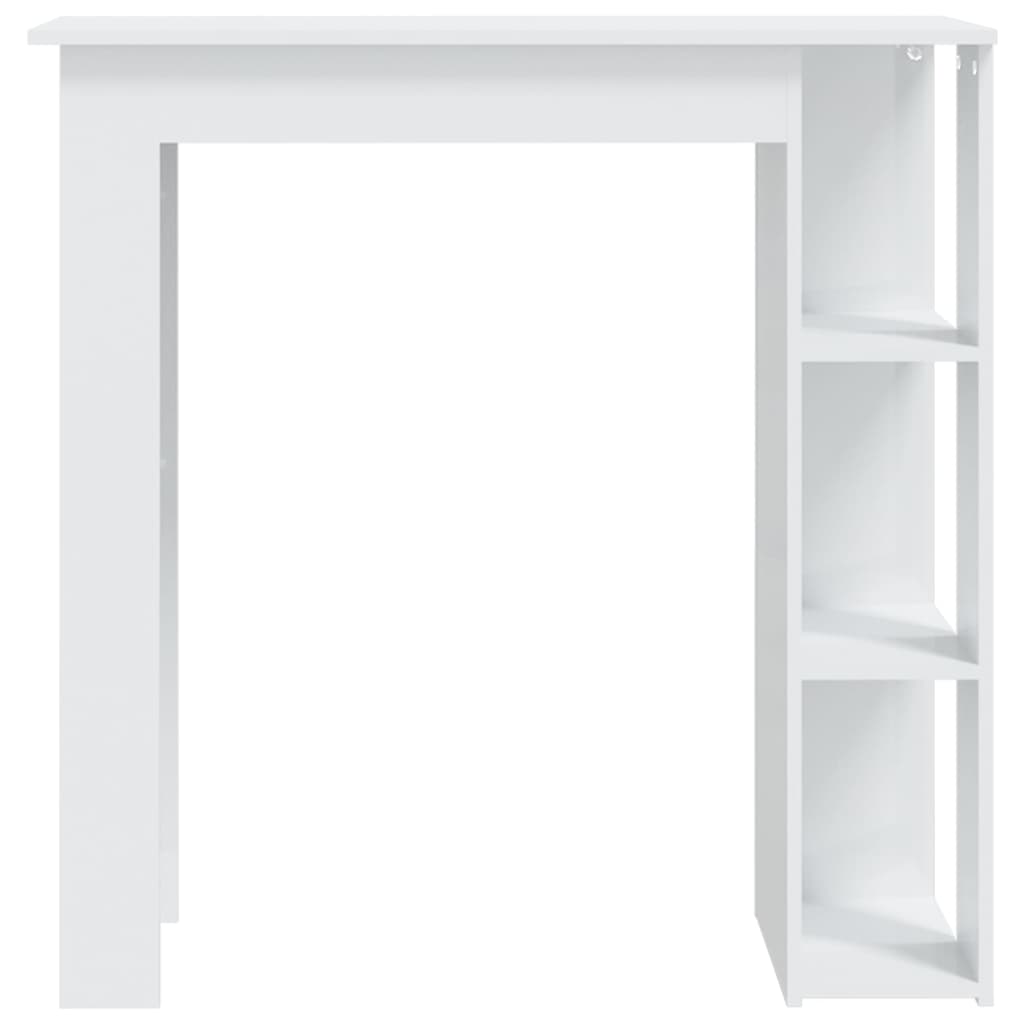vidaXL Masă de bar cu raft, alb extralucios, 102x50x103,5 cm, PAL