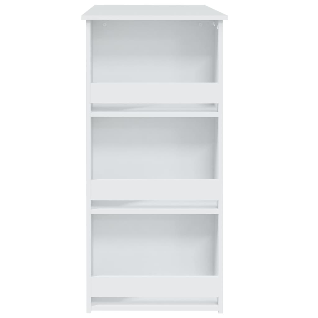 vidaXL Masă de bar cu raft de depozitare, alb, 102x50x103,5 cm, PAL vidaXL Masă de bar cu raft de depozitare, alb, 102x50x103,5 cm, PAL