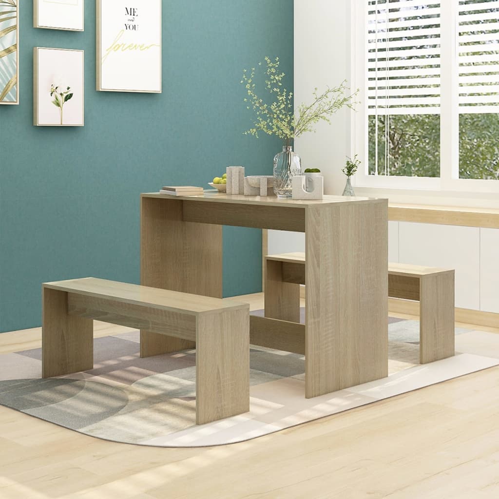 vidaXL Set mobilier de bucătărie, 3 piese, stejar sonoma, PAL vidaXL Set mobilier de bucătărie, 3 piese, stejar sonoma, PAL