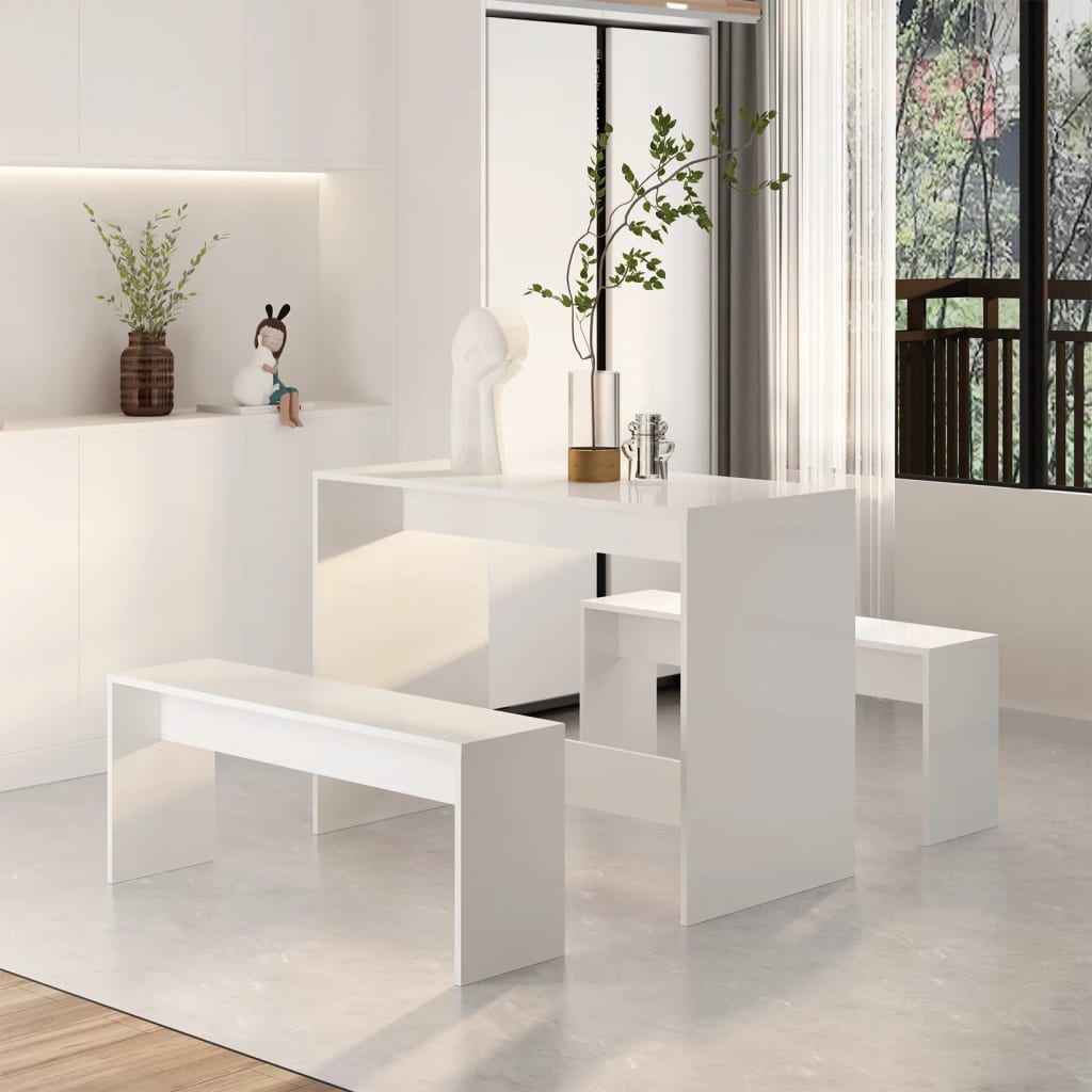 vidaXL Set mobilier de bucătărie, 3 piese, alb extralucios, PAL vidaXL Set mobilier de bucătărie, 3 piese, alb extralucios, PAL