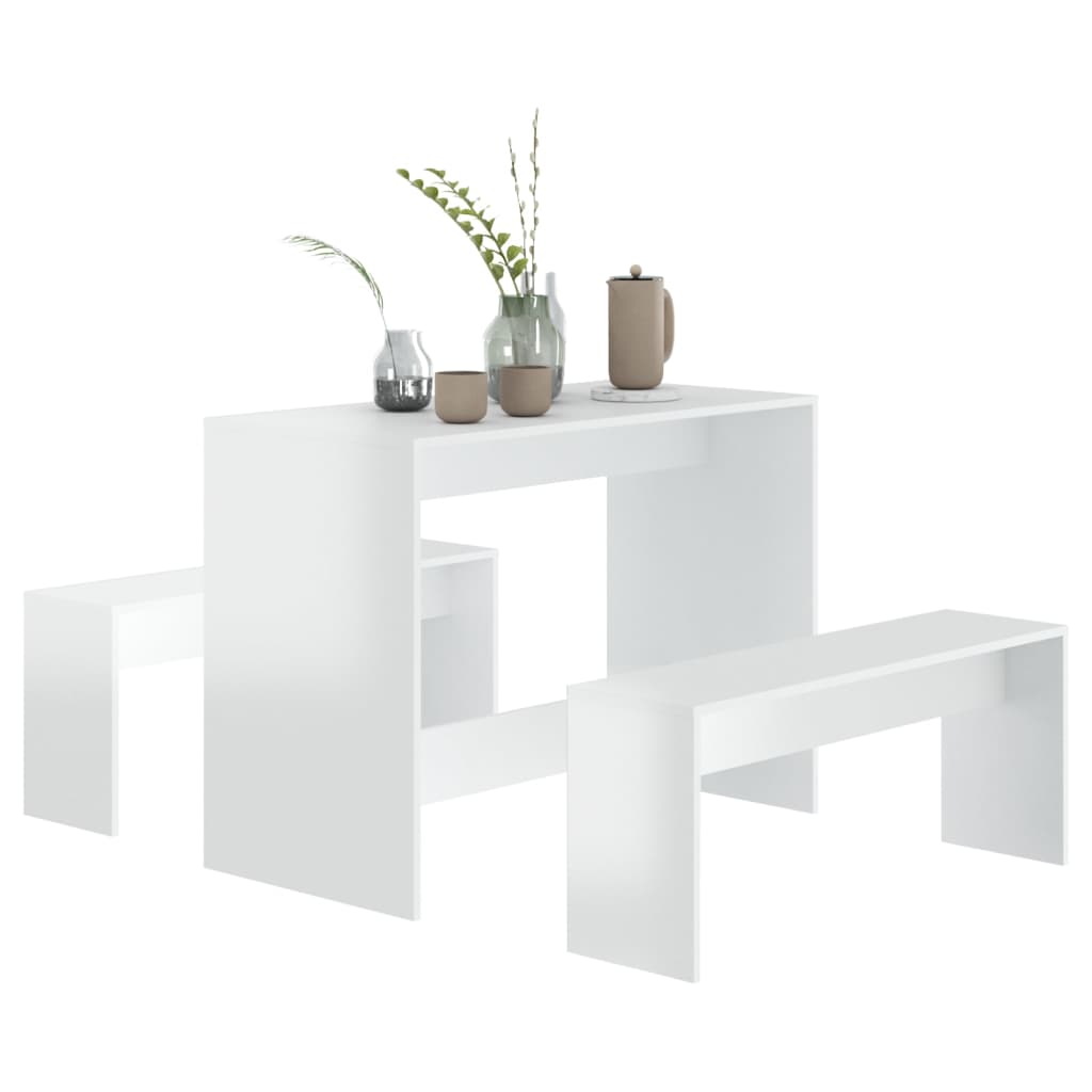 vidaXL Set mobilier de bucătărie, 3 piese, alb extralucios, PAL vidaXL Set mobilier de bucătărie, 3 piese, alb extralucios, PAL