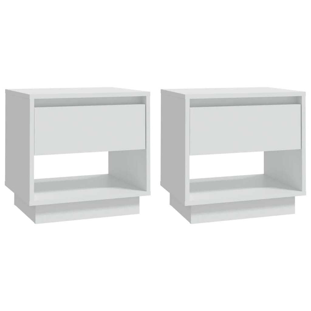 vidaXL Noptiere, alb, 2 buc., 45x34x44 cm, PAL vidaXL Noptiere, alb, 2 buc., 45x34x44 cm, PAL