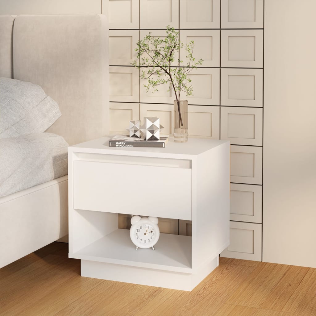 vidaXL Noptiere, alb, 2 buc., 45x34x44 cm, PAL vidaXL Noptiere, alb, 2 buc., 45x34x44 cm, PAL