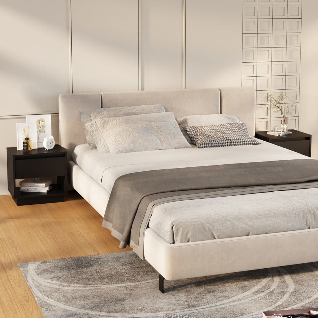 vidaXL Noptiere, negru, 2 buc., 45x34x44 cm, PAL vidaXL Noptiere, negru, 2 buc., 45x34x44 cm, PAL