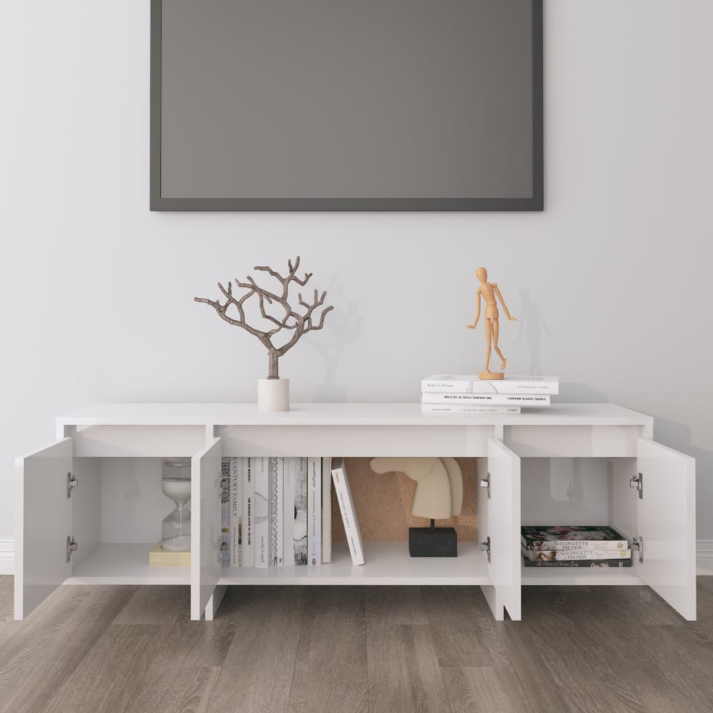 vidaXL Comodă TV, alb extralucios, 120x30x40,5 cm, PAL vidaXL Comodă TV, alb extralucios, 120x30x40,5 cm, PAL