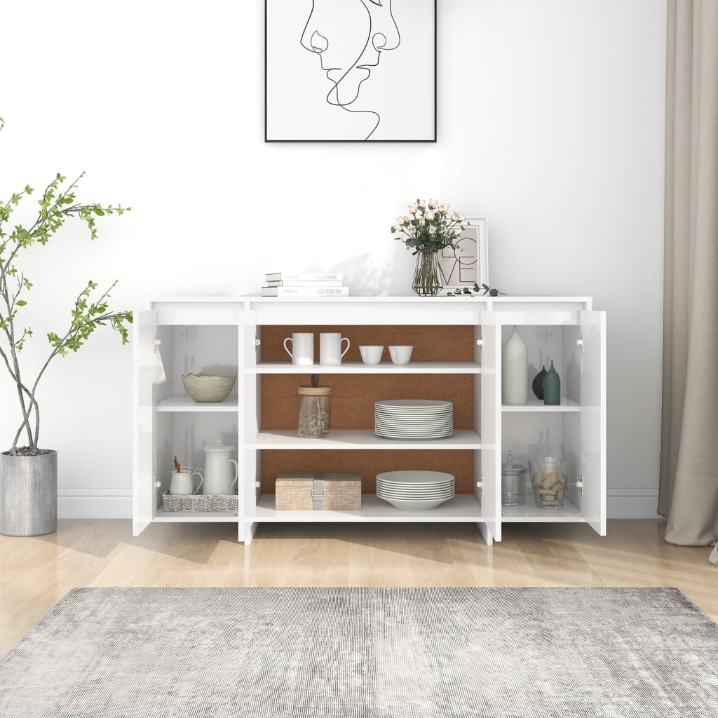 vidaXL Servantă, alb extralucios, 135x41x75 cm, PAL vidaXL Servantă, alb extralucios, 135x41x75 cm, PAL