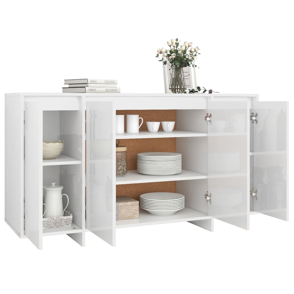 vidaXL Servantă, alb extralucios, 135x41x75 cm, PAL vidaXL Servantă, alb extralucios, 135x41x75 cm, PAL