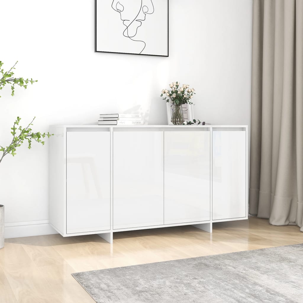 vidaXL Servantă, alb extralucios, 135x41x75 cm, PAL vidaXL Servantă, alb extralucios, 135x41x75 cm, PAL
