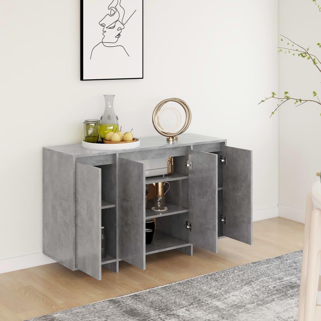 vidaXL Servantă, gri beton, 120x41x75 cm, PAL