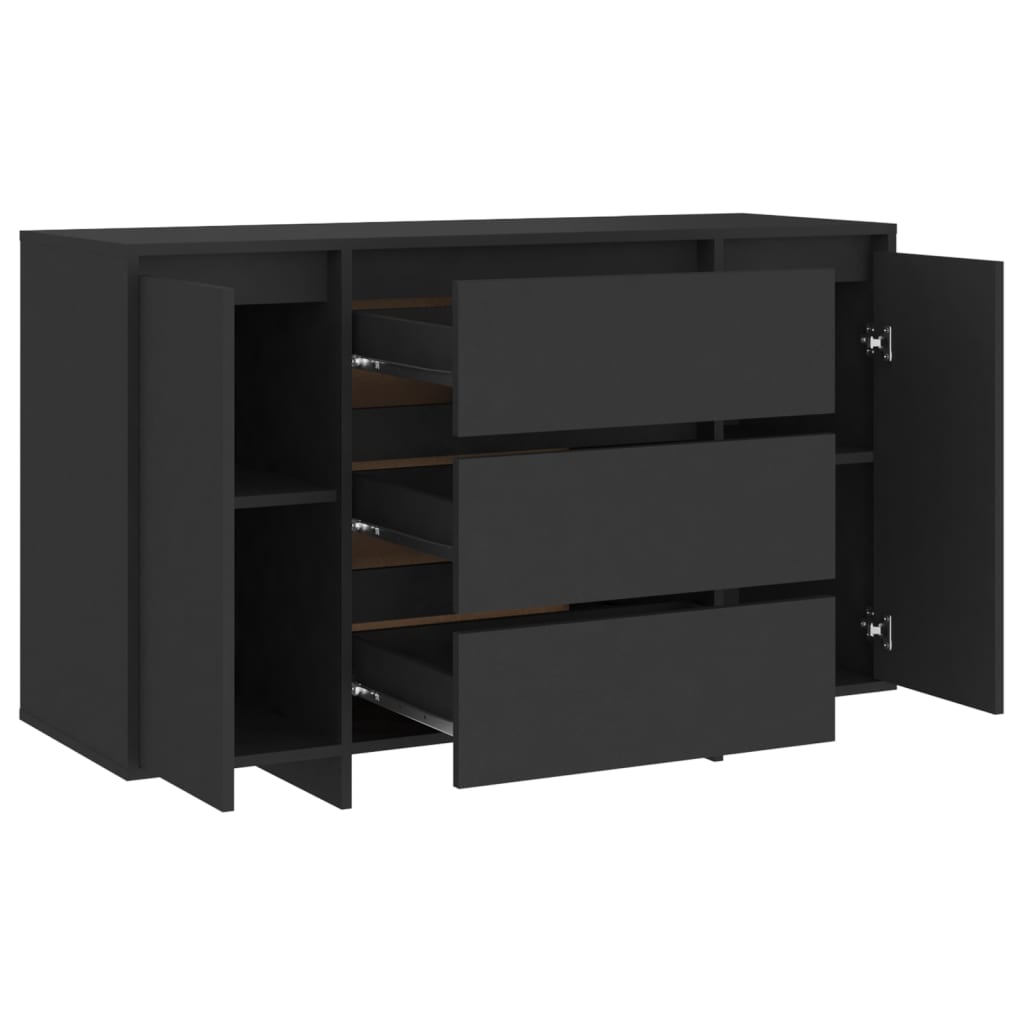 vidaXL Servantă cu 3 sertare, negru, 120x41x75 cm, PAL vidaXL Servantă cu 3 sertare, negru, 120x41x75 cm, PAL