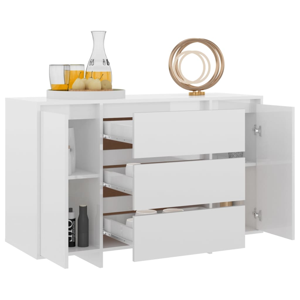vidaXL Servantă cu 3 sertare, alb extralucios, 120x41x75 cm, PAL