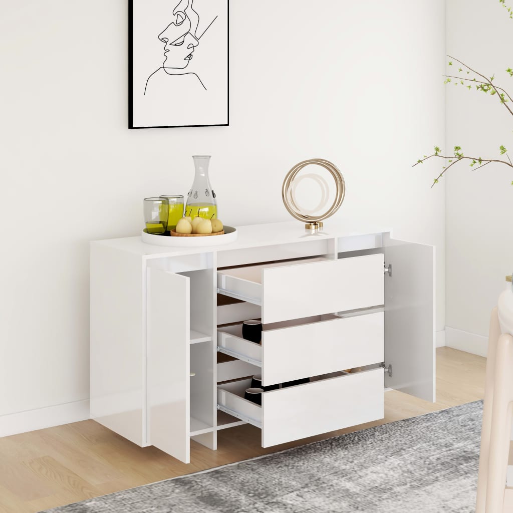 vidaXL Servantă cu 3 sertare, alb extralucios, 120x41x75 cm, PAL