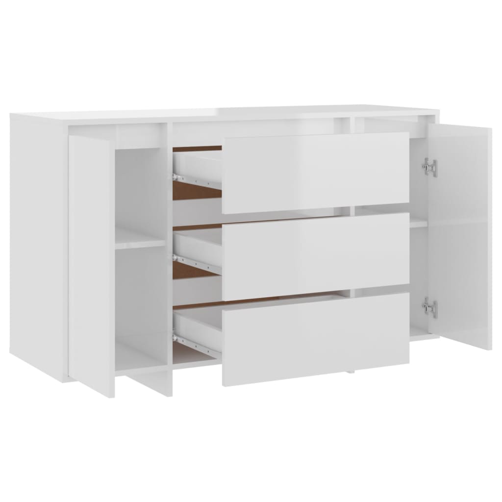 vidaXL Servantă cu 3 sertare, alb extralucios, 120x41x75 cm, PAL