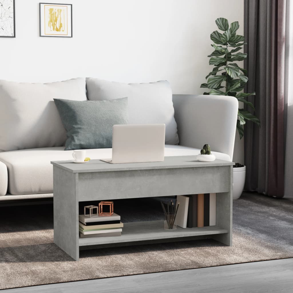 vidaXL Măsuță de cafea, gri beton, 102x50x52,5 cm, lemn prelucrat