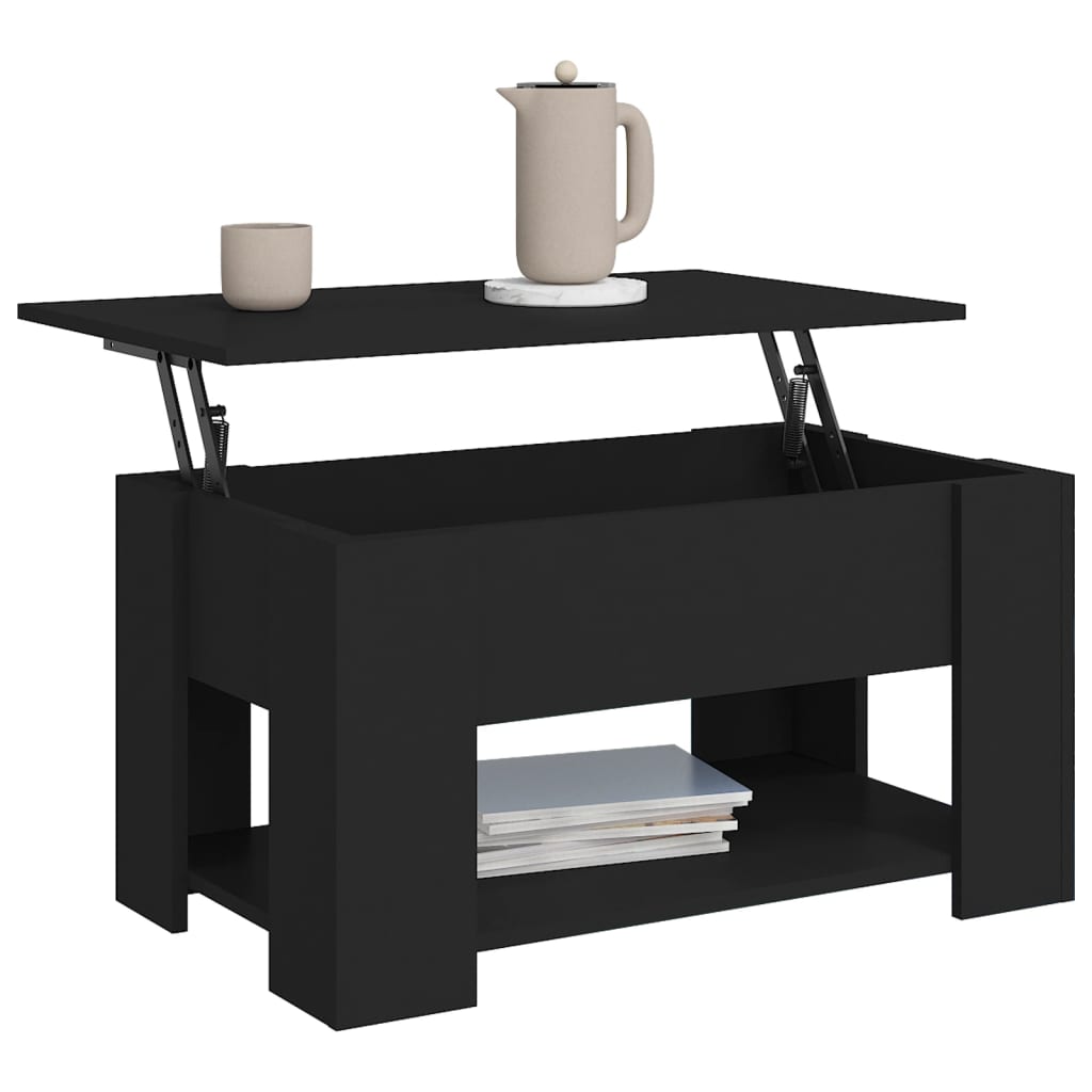 vidaXL Măsuță de cafea, negru, 79x49x41 cm, lemn prelucrat vidaXL Măsuță de cafea, negru, 79x49x41 cm, lemn prelucrat