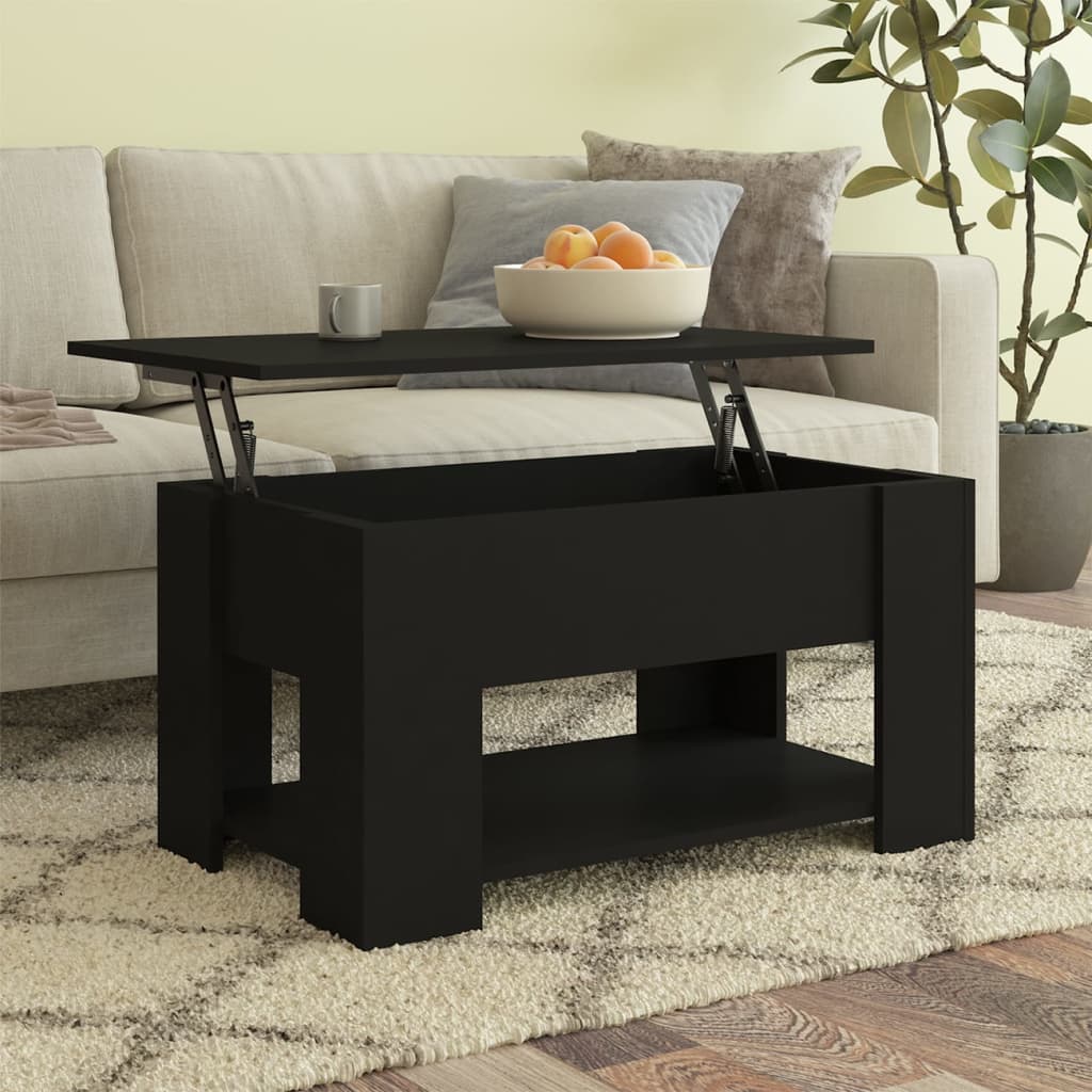 vidaXL Măsuță de cafea, negru, 79x49x41 cm, lemn prelucrat vidaXL Măsuță de cafea, negru, 79x49x41 cm, lemn prelucrat