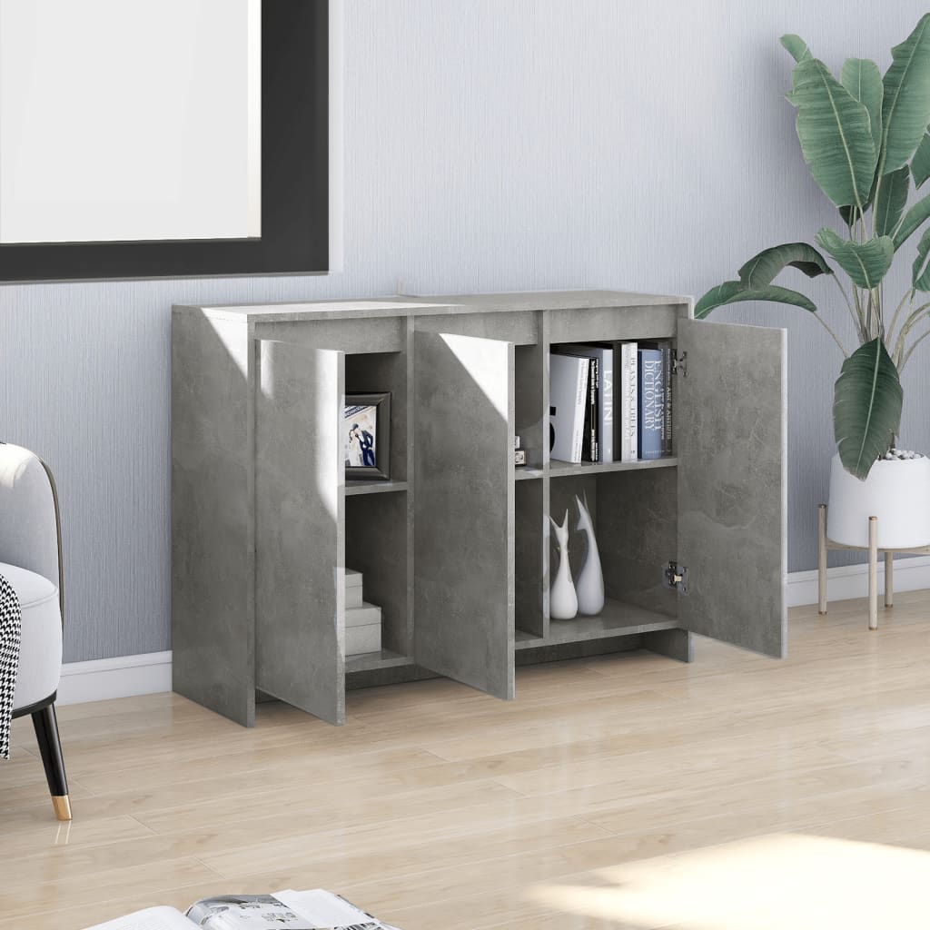 vidaXL Servantă, gri beton, 102x33x75 cm, lemn prelucrat vidaXL Servantă, gri beton, 102x33x75 cm, lemn prelucrat