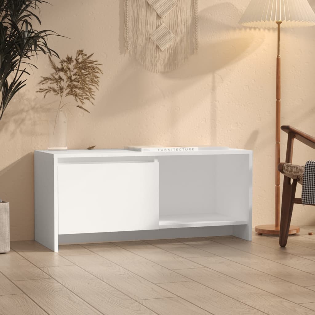 vidaXL Comodă TV, alb, 90x35x40 cm, PAL vidaXL Comodă TV, alb, 90x35x40 cm, PAL