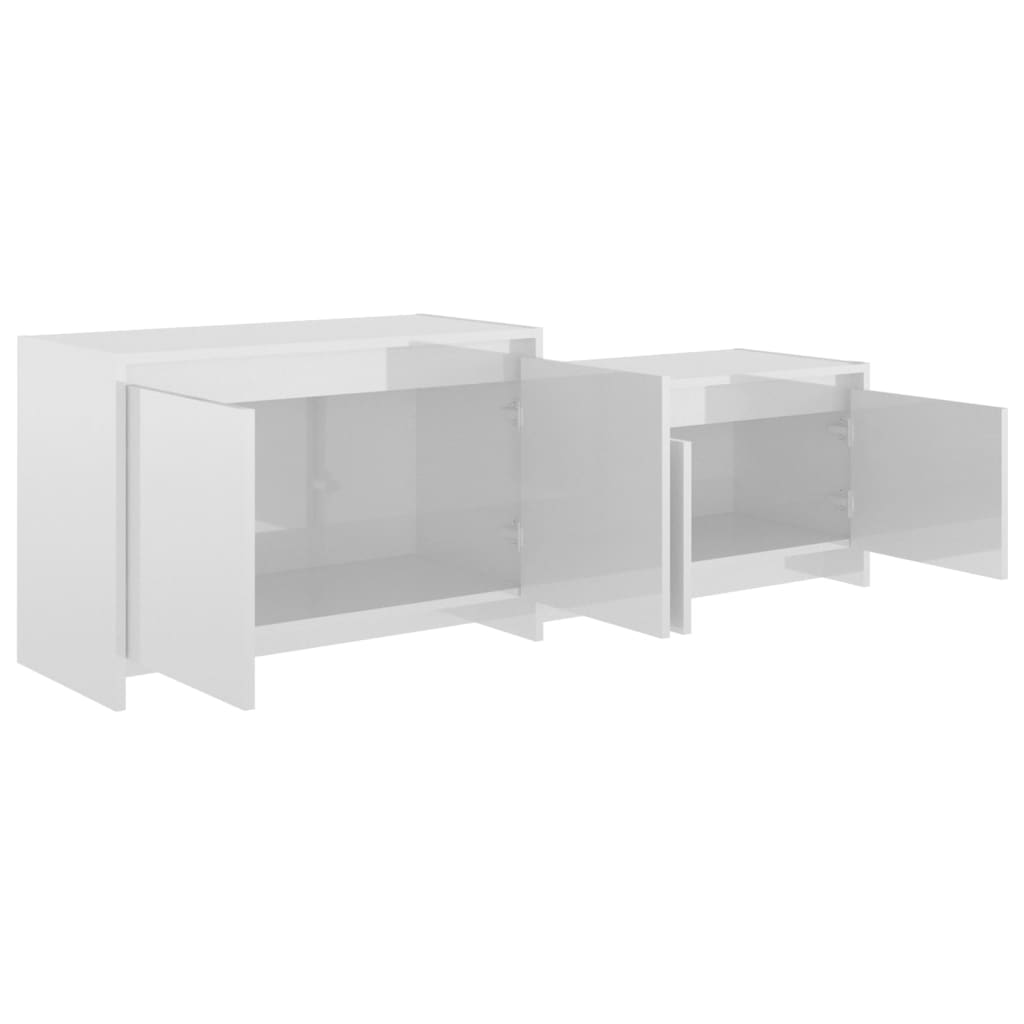 vidaXL Comodă TV, alb extralucios, 146,5x35x50 cm, PAL
