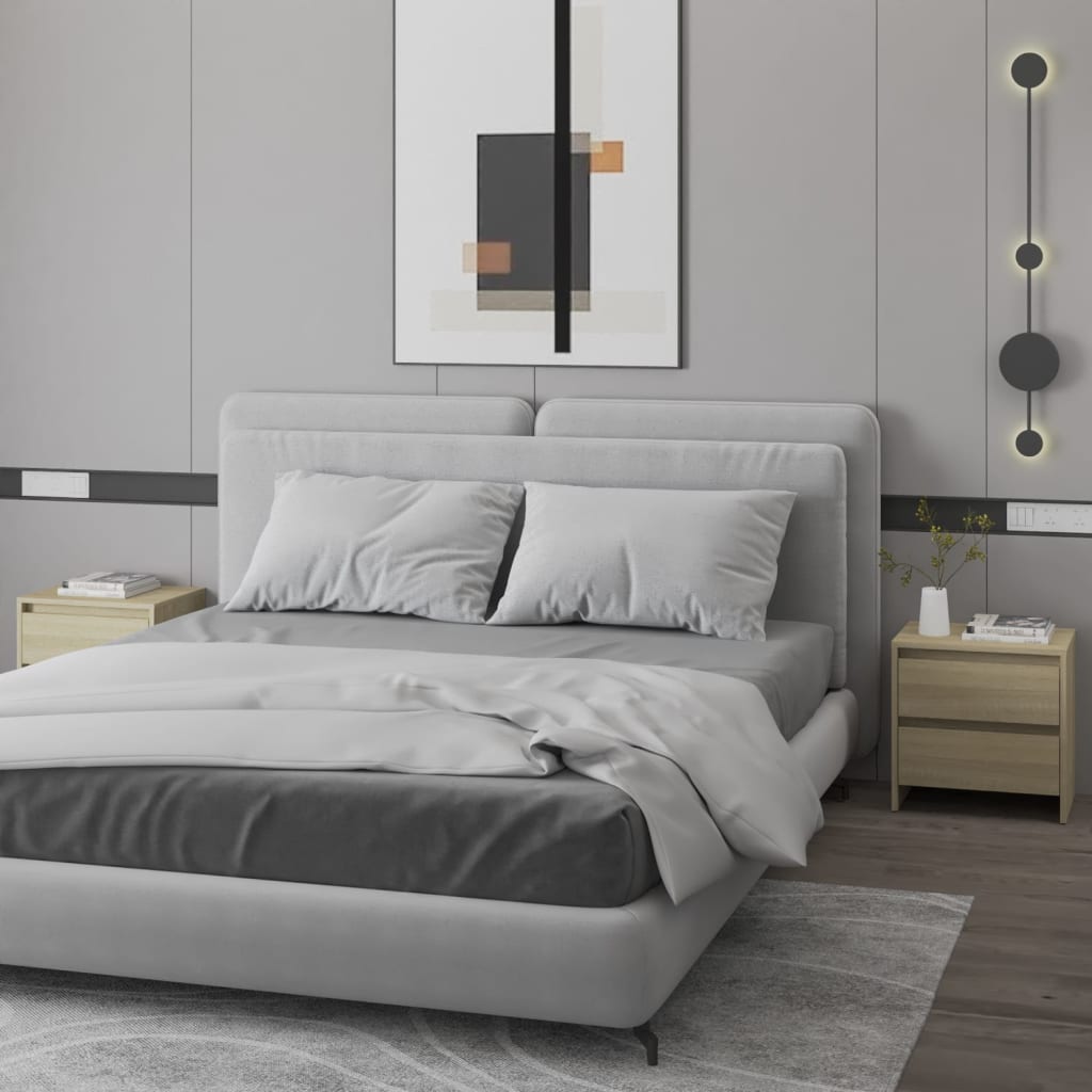 vidaXL Noptiere, 2 buc., stejar sonoma, 45x34,5x44,5 cm, PAL vidaXL Noptiere, 2 buc., stejar sonoma, 45x34,5x44,5 cm, PAL