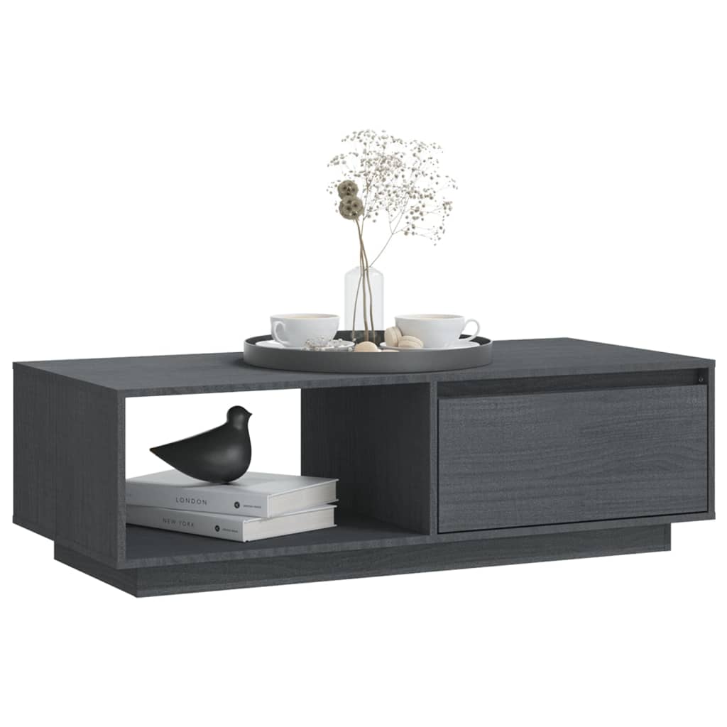 vidaXL Măsuță de cafea, 110x50x33,5 cm, gri, lemn masiv de pin vidaXL Măsuță de cafea, 110x50x33,5 cm, gri, lemn masiv de pin