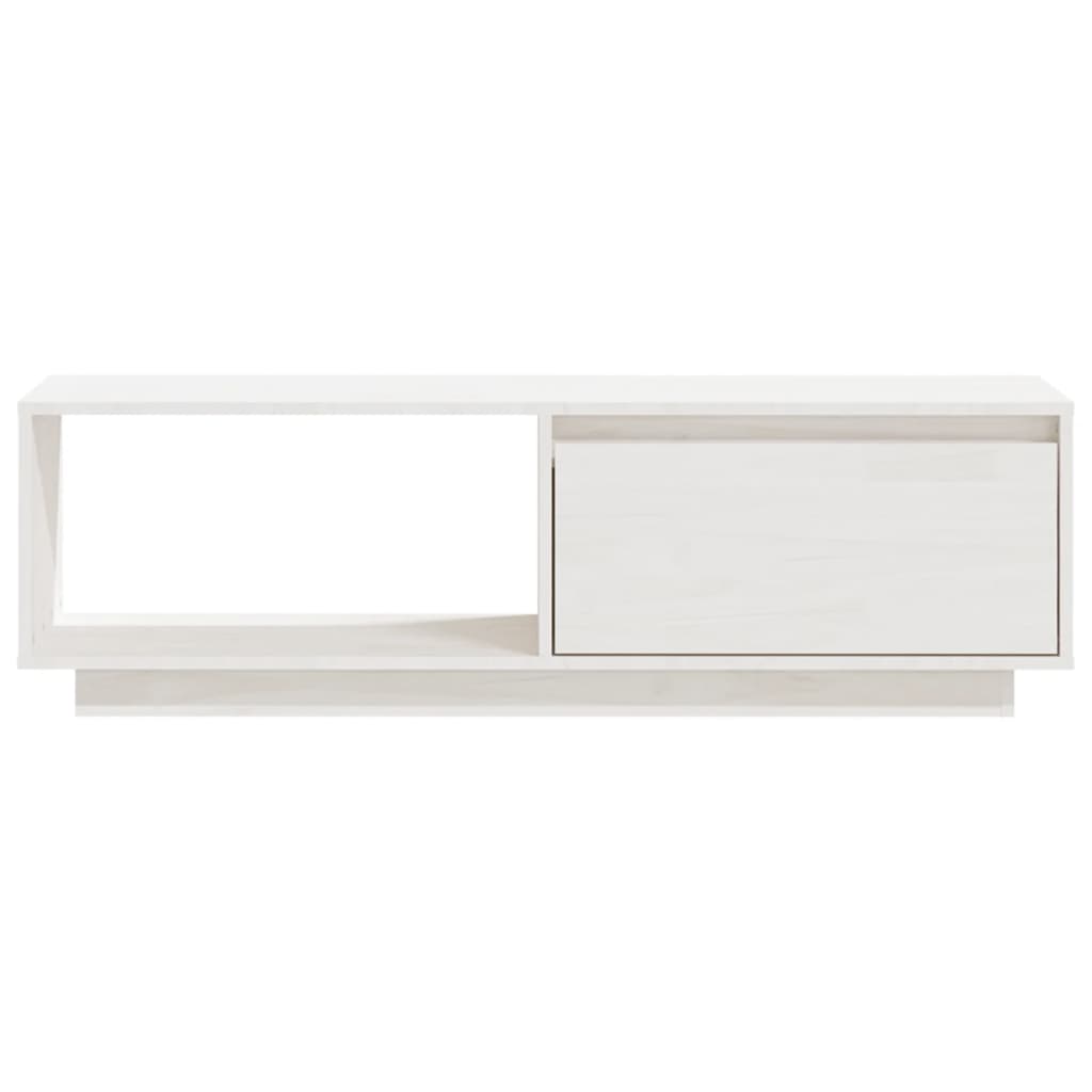 vidaXL Comodă TV, alb, 110x30x33,5 cm, lemn masiv de pin