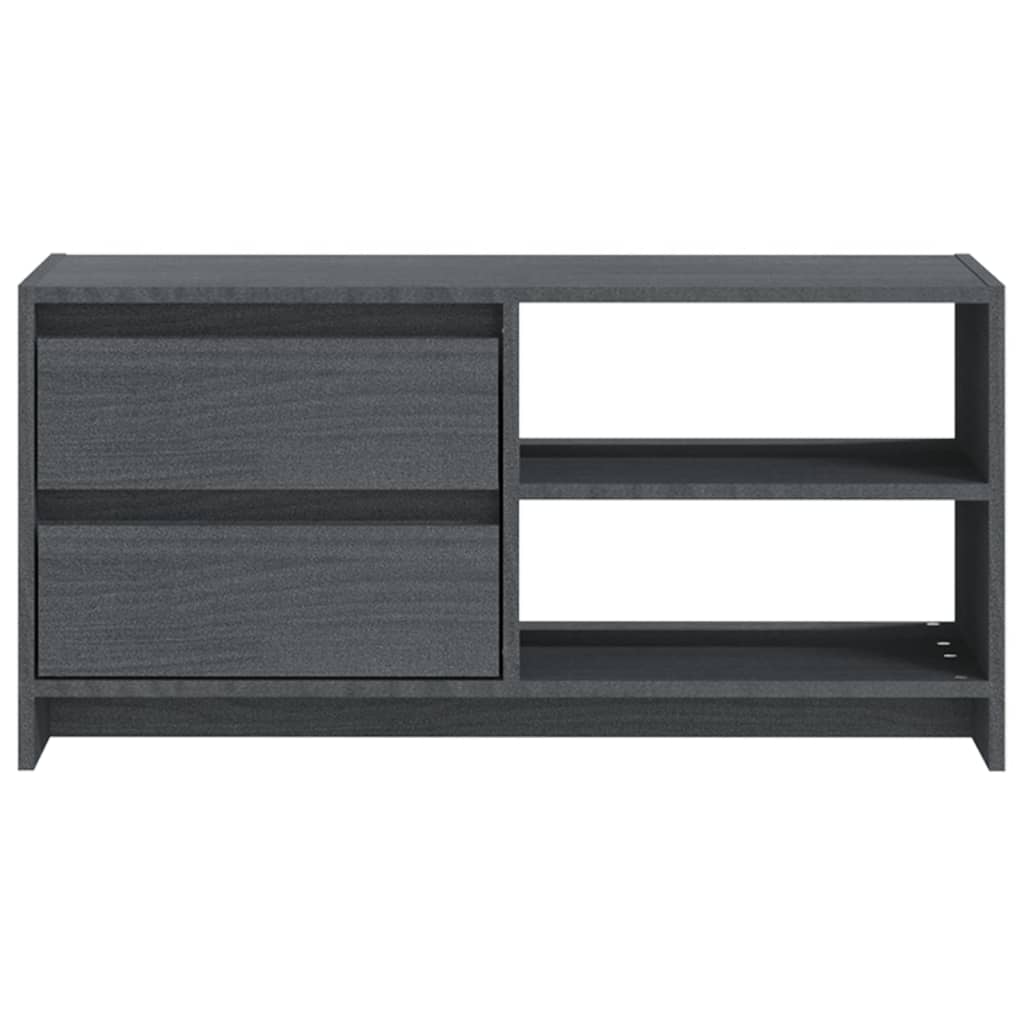 vidaXL Comodă TV, gri, 80x31x39 cm, lemn masiv de pin vidaXL Comodă TV, gri, 80x31x39 cm, lemn masiv de pin