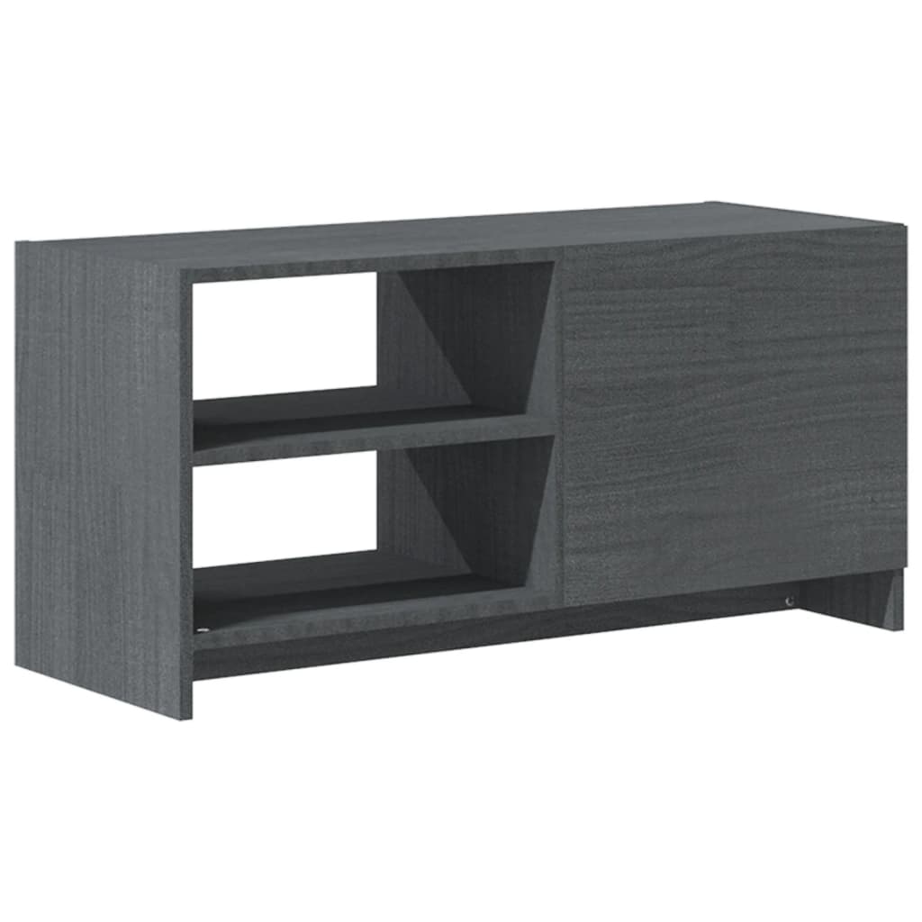 vidaXL Comodă TV, gri, 80x31x39 cm, lemn masiv de pin vidaXL Comodă TV, gri, 80x31x39 cm, lemn masiv de pin