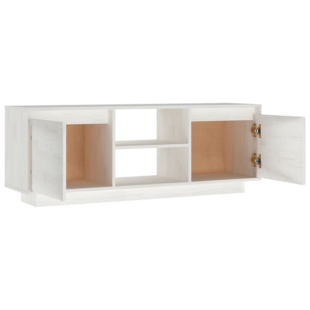 vidaXL Comodă TV, alb, 110x30x40 cm, lemn masiv de pin
