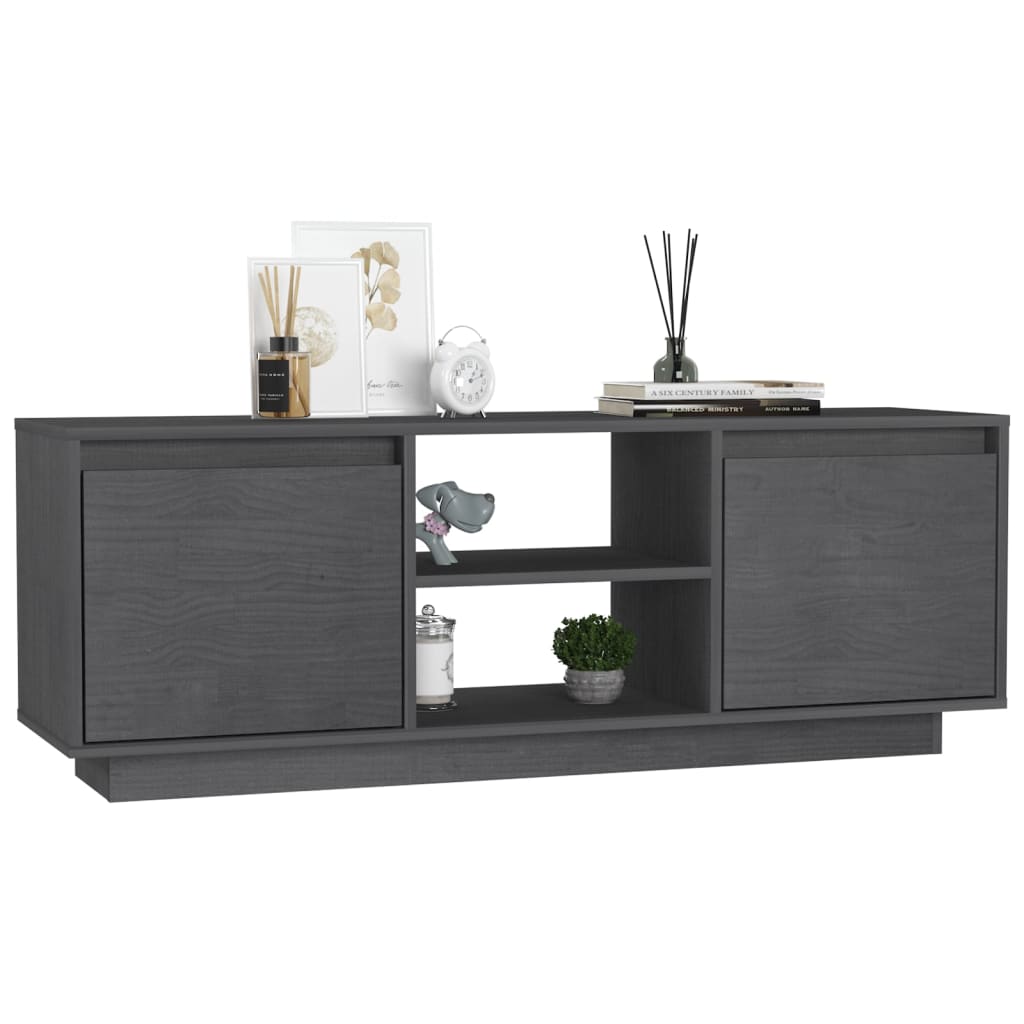 vidaXL Comodă TV, gri, 110x30x40 cm, lemn masiv de pin vidaXL Comodă TV, gri, 110x30x40 cm, lemn masiv de pin