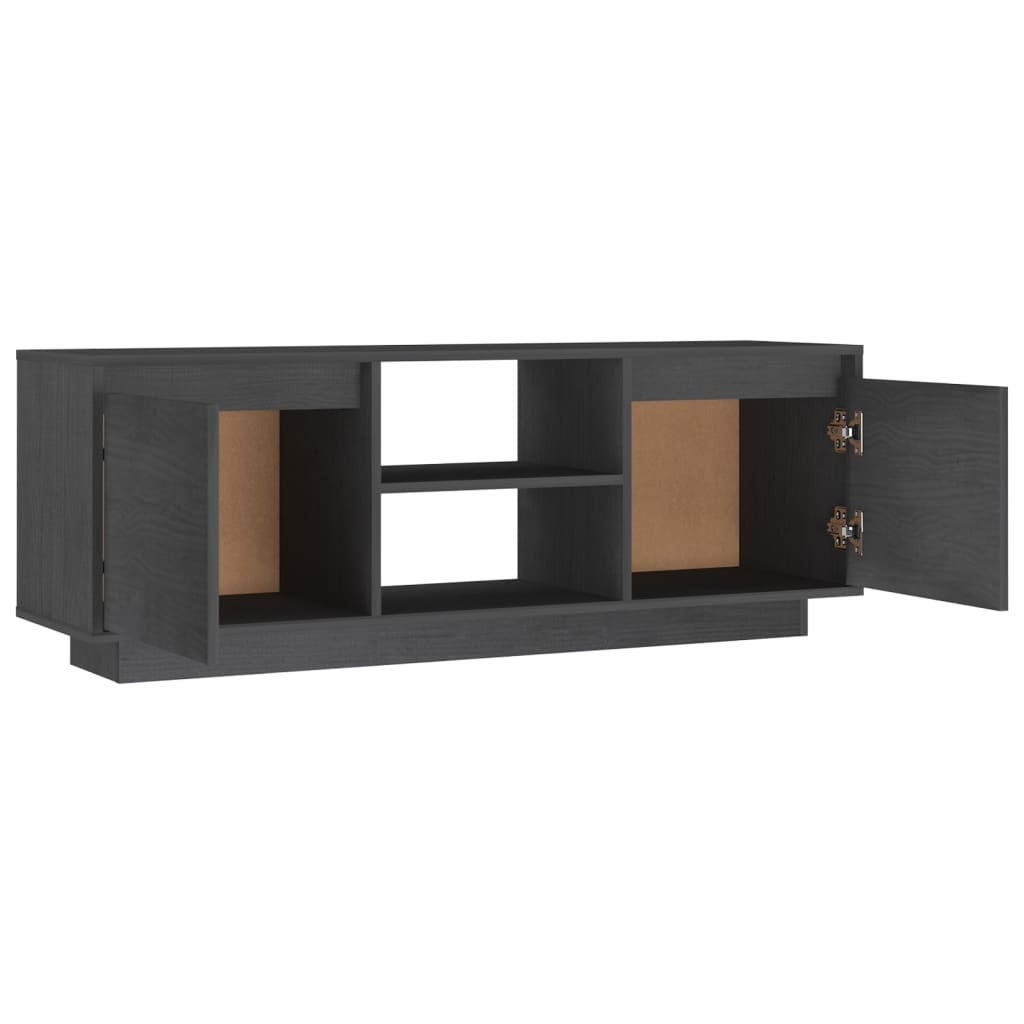 vidaXL Comodă TV, gri, 110x30x40 cm, lemn masiv de pin vidaXL Comodă TV, gri, 110x30x40 cm, lemn masiv de pin