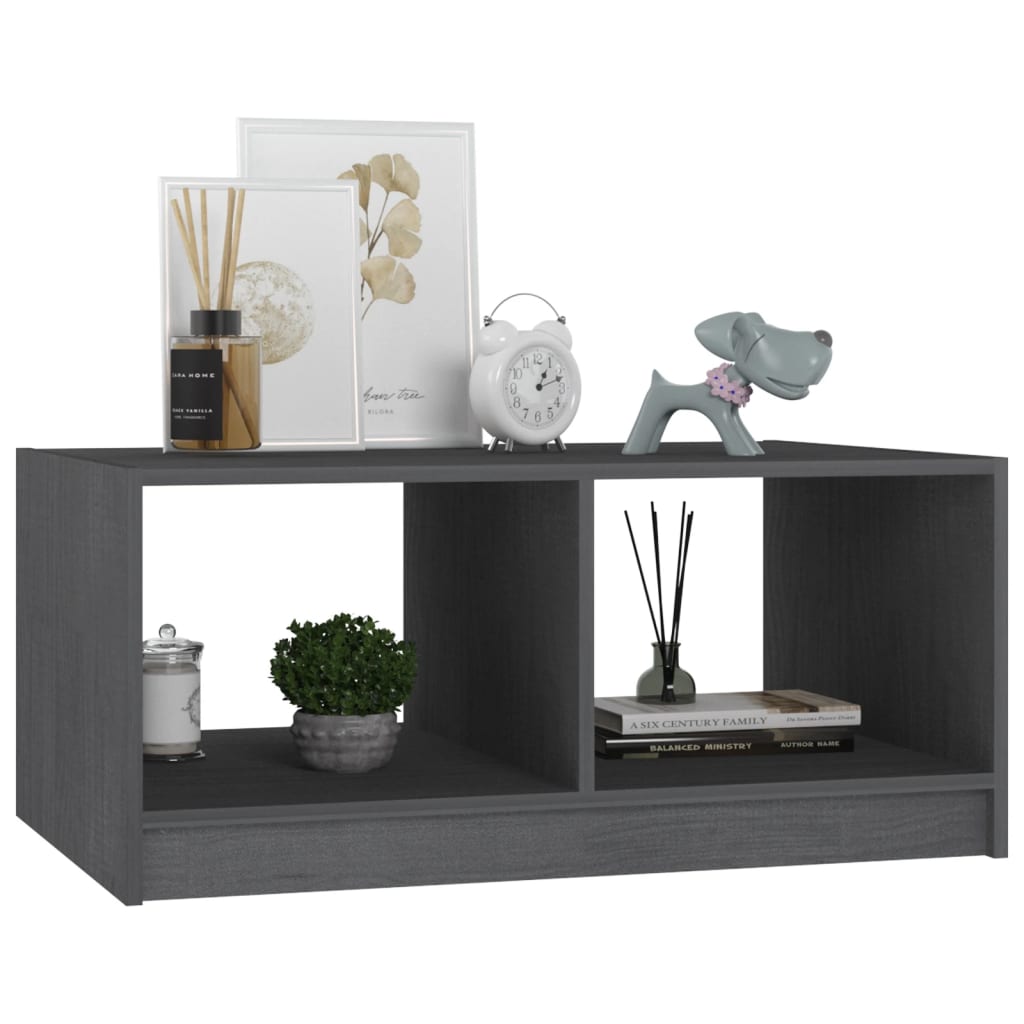 vidaXL Măsuță de cafea, gri, 75x50x33,5 cm, lemn masiv de pin vidaXL Măsuță de cafea, gri, 75x50x33,5 cm, lemn masiv de pin