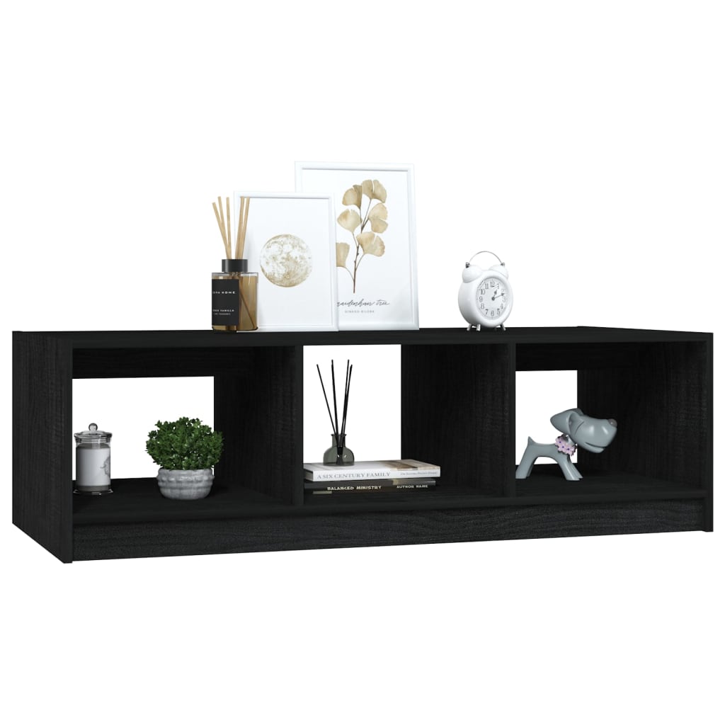 vidaXL Măsuță de cafea, negru, 110x50x34 cm, lemn masiv de pin