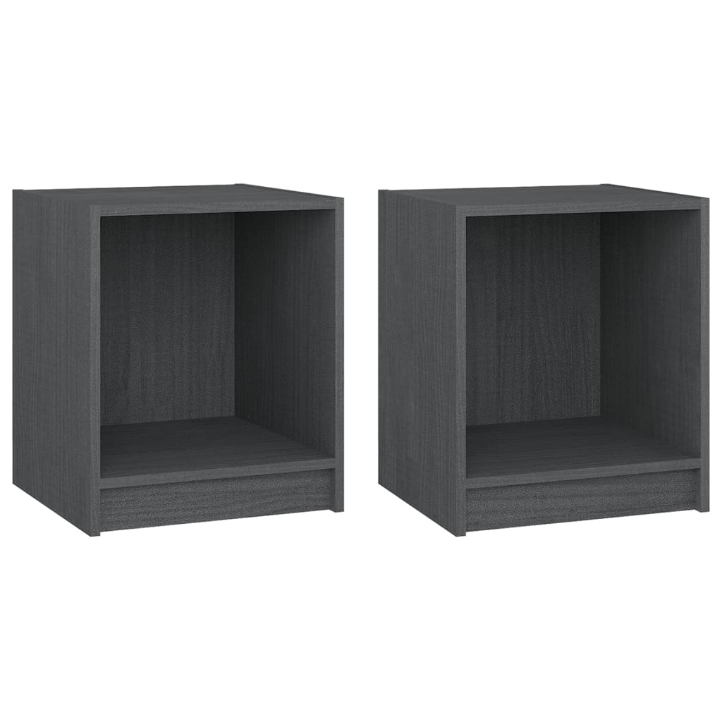 vidaXL Noptiere, 2 buc., gri, 35,5x33,5x41,5 cm, lemn masiv de pin vidaXL Noptiere, 2 buc., gri, 35,5x33,5x41,5 cm, lemn masiv de pin
