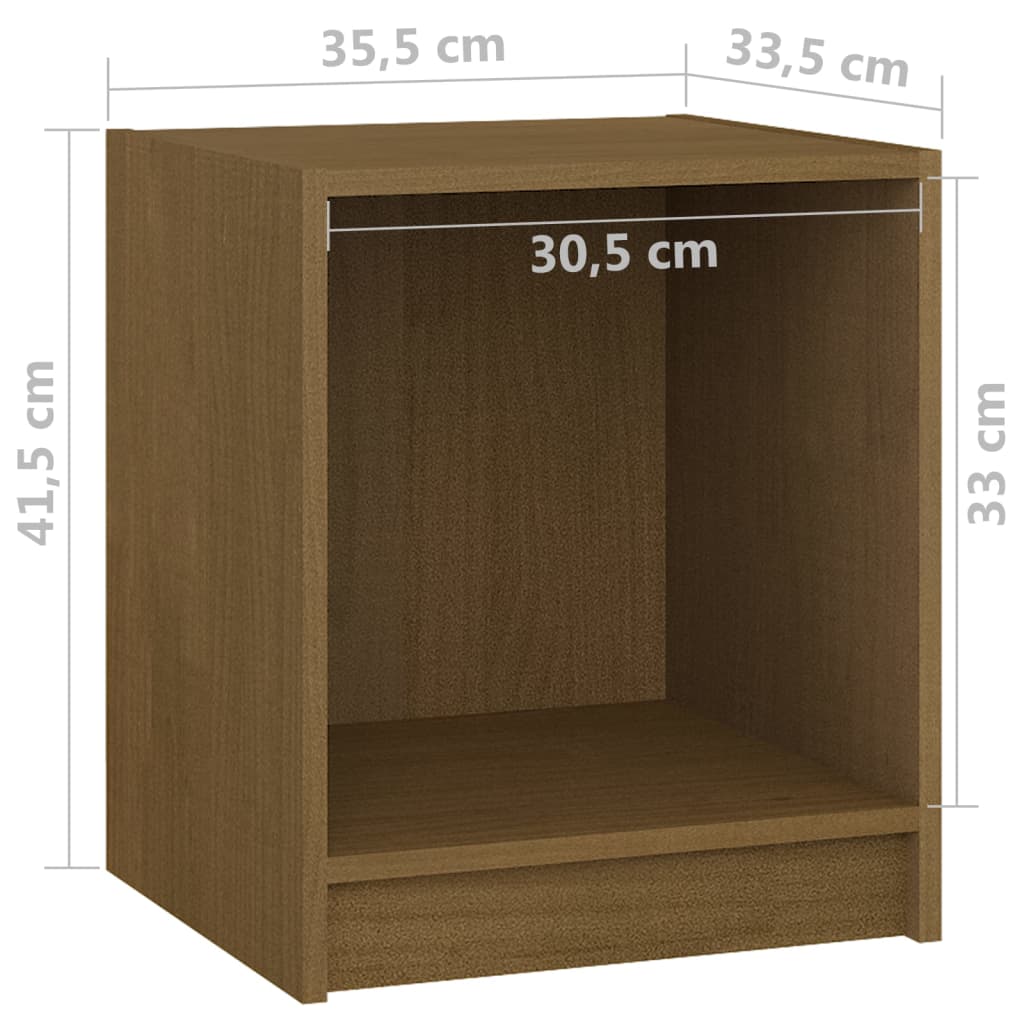 vidaXL Noptieră, maro miere, 35,5x33,5x41,5 cm, lemn masiv de pin