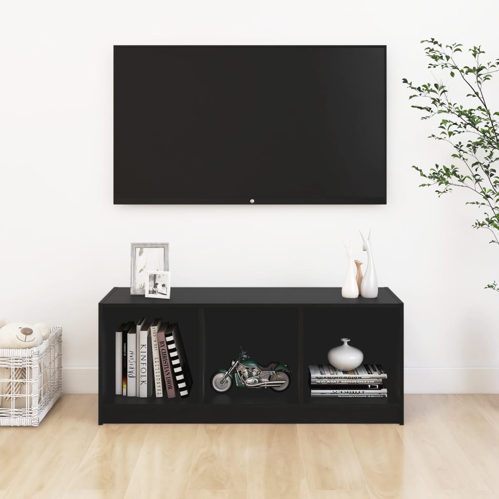 vidaXL Comodă TV, negru, 104x33x41 cm, lemn masiv de pin