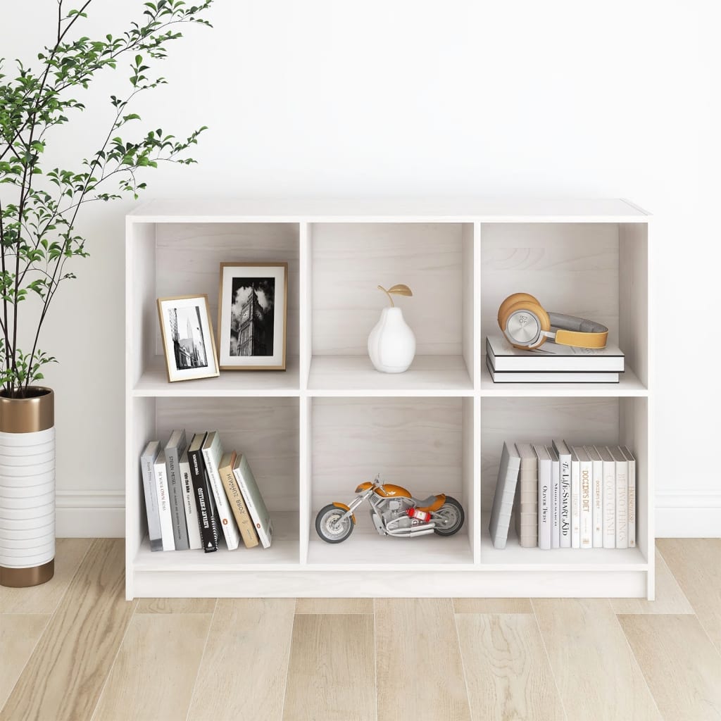 vidaXL Bibliotecă, alb, 104x33x76 cm, lemn masiv de pin vidaXL Bibliotecă, alb, 104x33x76 cm, lemn masiv de pin