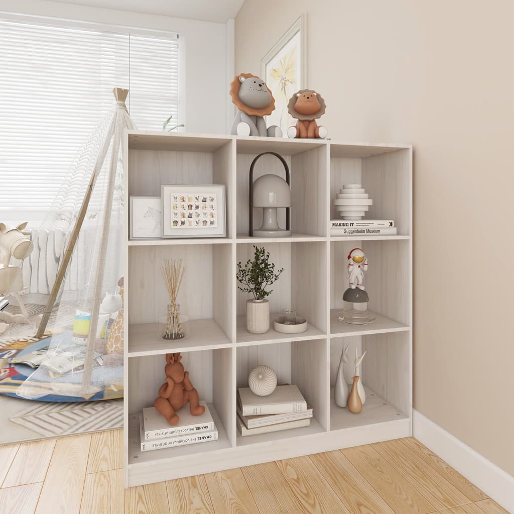 vidaXL Bibliotecă/Separator cameră alb 104x33,5x110 cm lemn masiv pin