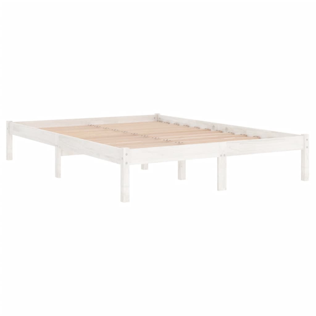 vidaXL Cadru de pat King Size, alb, 150x200 cm, lemn masiv vidaXL Cadru de pat King Size, alb, 150x200 cm, lemn masiv