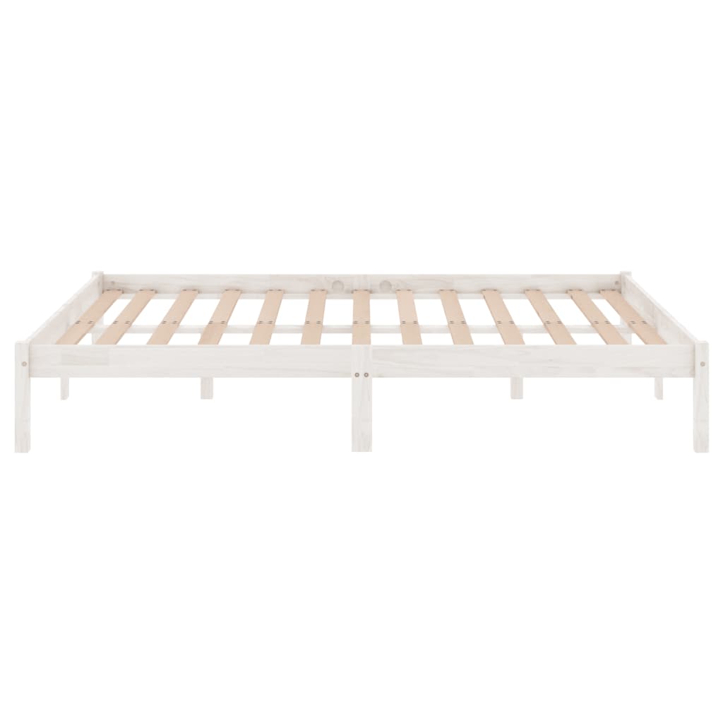 vidaXL Cadru de pat King Size, alb, 150x200 cm, lemn masiv vidaXL Cadru de pat King Size, alb, 150x200 cm, lemn masiv