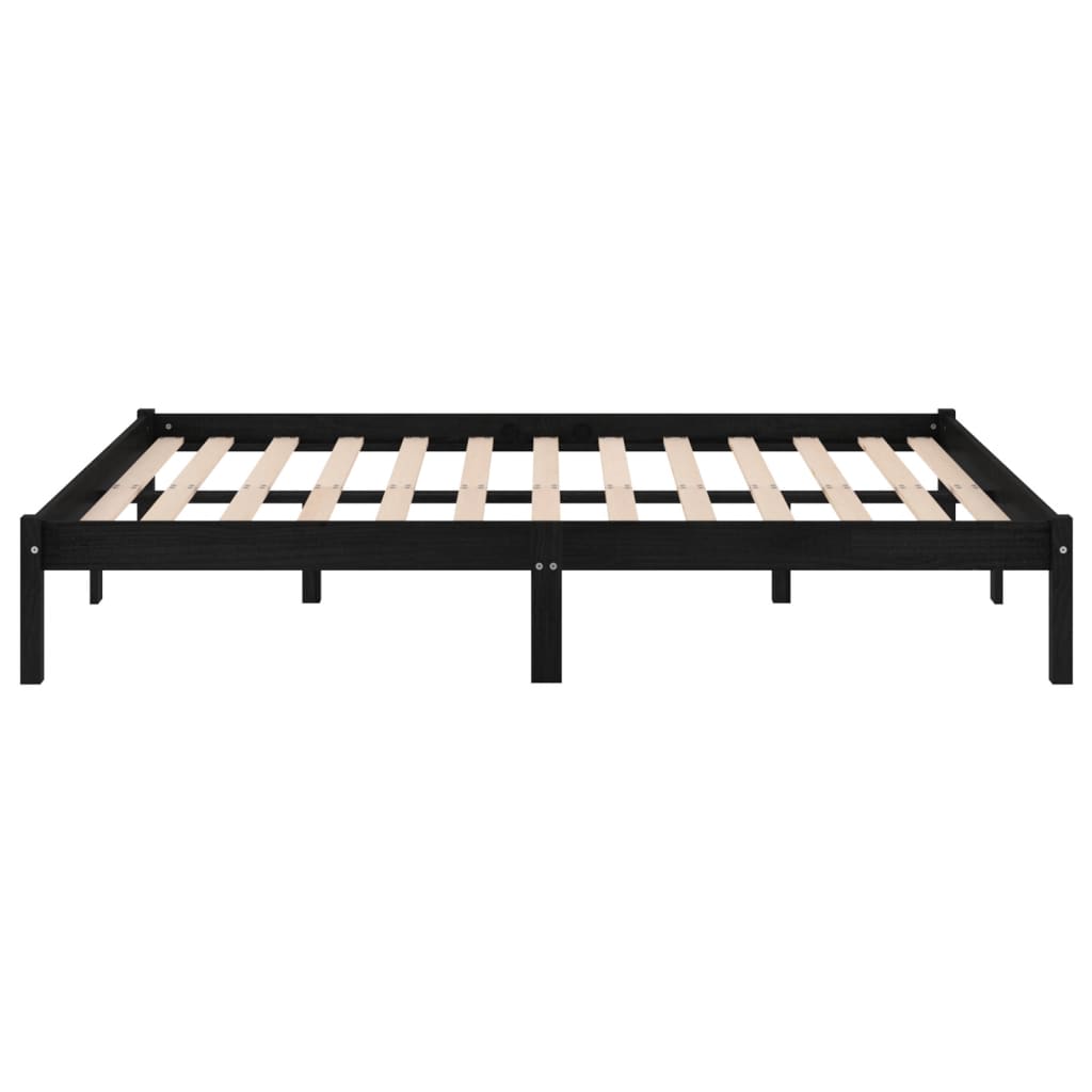 vidaXL Cadru de pat King Size, negru, 150x200 cm, lemn masiv vidaXL Cadru de pat King Size, negru, 150x200 cm, lemn masiv