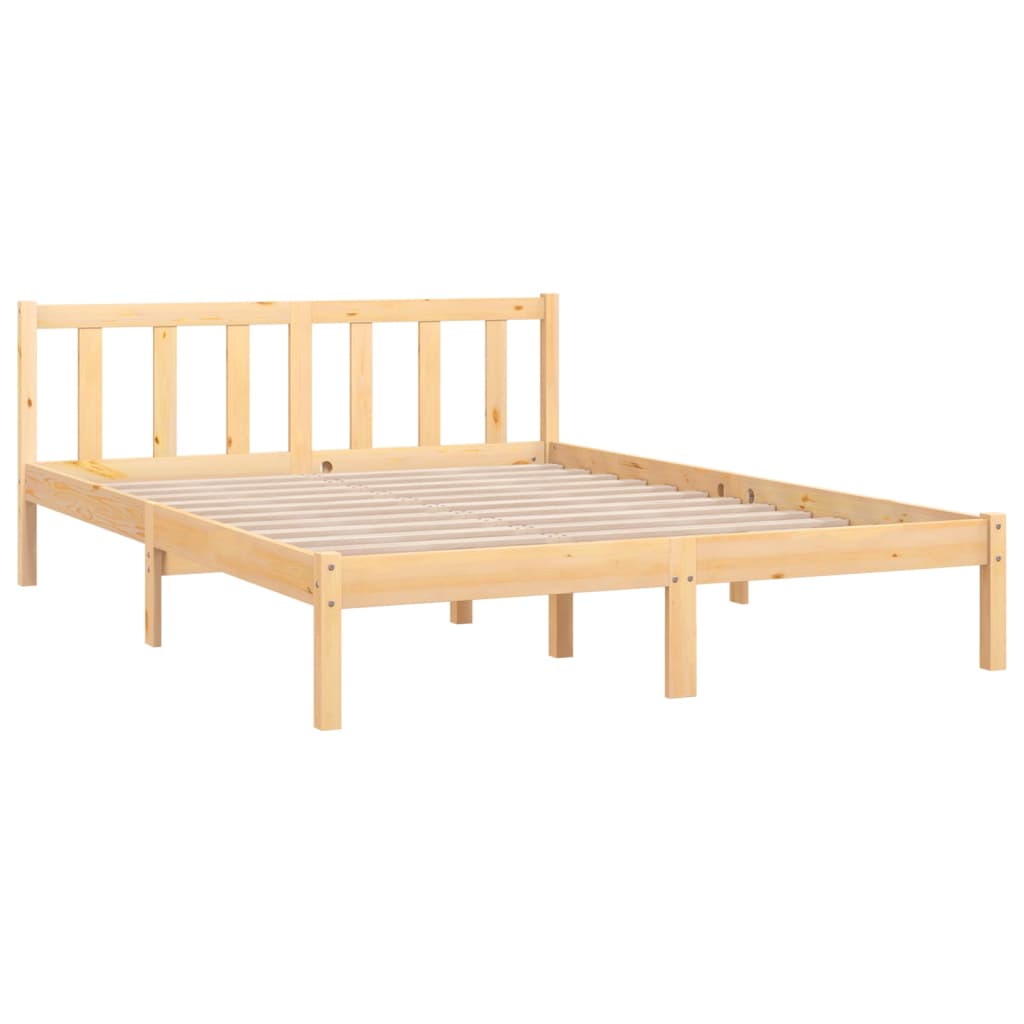 vidaXL Cadru de pat dublu, 135x190 cm, lemn masiv de pin